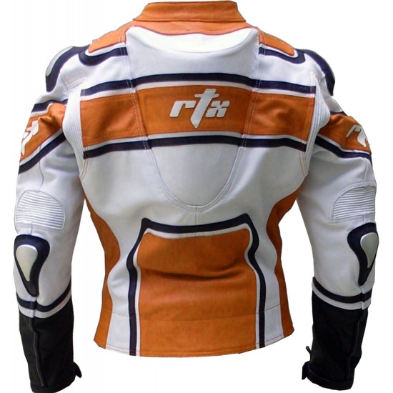 RTX X1 Supersport Touring Orange Leather Biker Jacket
