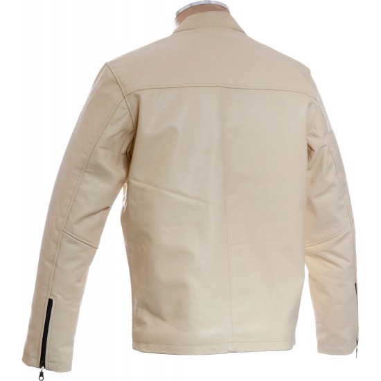 Steve McQueen Heuer Grand Prix Quilted Cream Leather Jacket