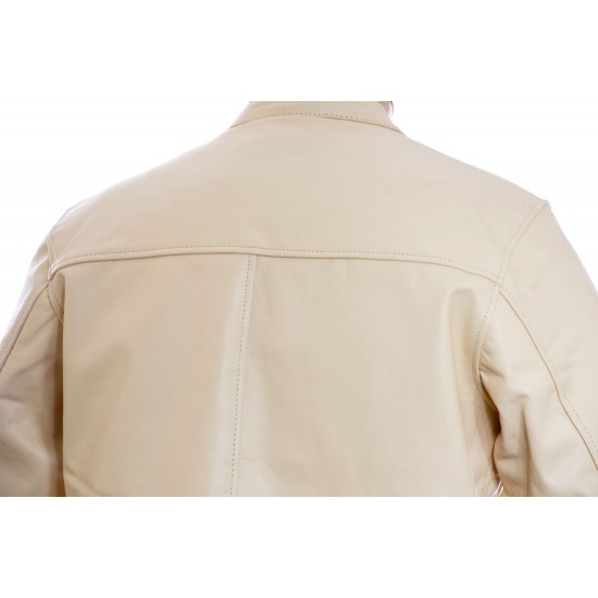 Steve McQueen Heuer Grand Prix Quilted Cream Leather Jacket