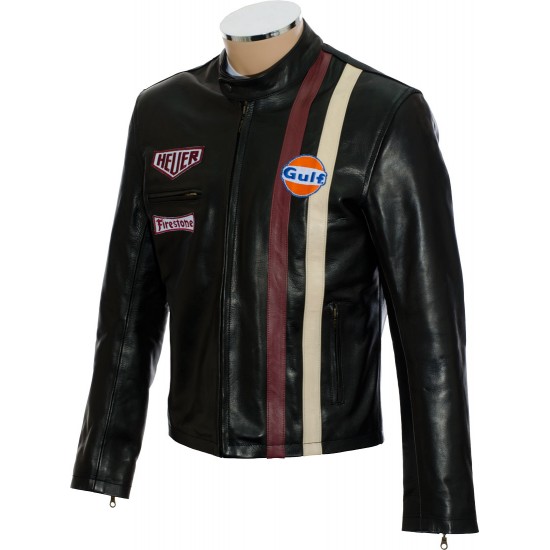 Steve McQueen Gulf Heuer Black Leather Jacket