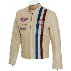 Steve McQueen Gulf Heuer Cream Leather Jacket Steve McQueen Gulf Heuer Cream Leather Jacket