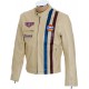 Steve McQueen Gulf Heuer Cream Leather Jacket