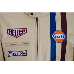 Steve McQueen Gulf Heuer Cream Leather Jacket Steve McQueen Gulf Heuer Cream Leather Jacket