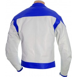 RTX Classic White Blue Leather Jacket