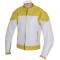 RTX Classic White Yellow Leather Biker Jacket